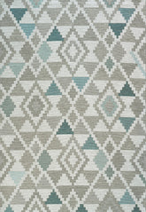 Brighton Grey And Blue Geometric Indoor Outdoor Rug - Pendle Village Furniture